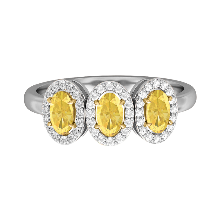 Garland Oval Yellow Sapphire 18K White Gold Ring