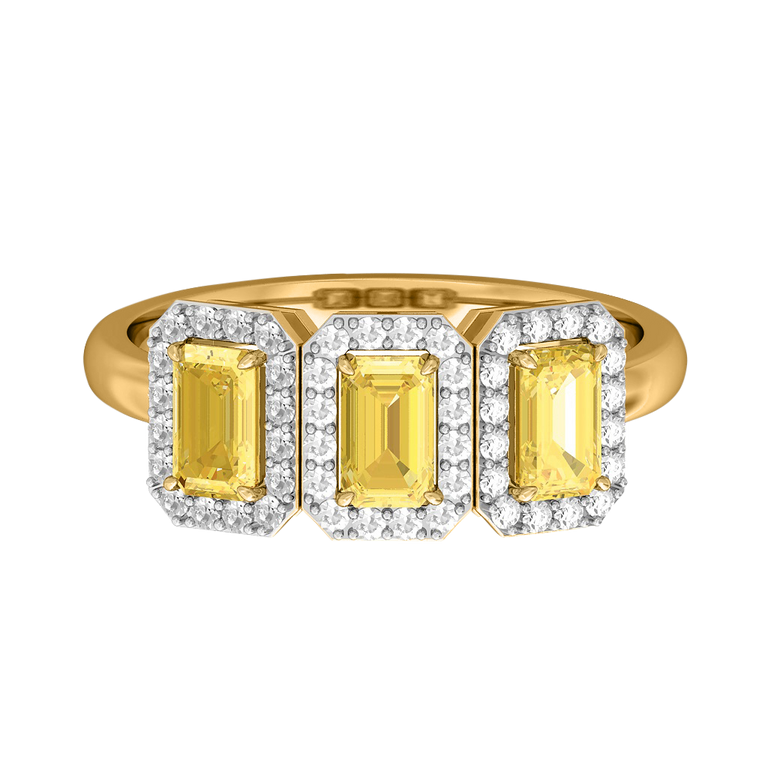 Garland Emerald Yellow Sapphire 18K Yellow Gold Ring