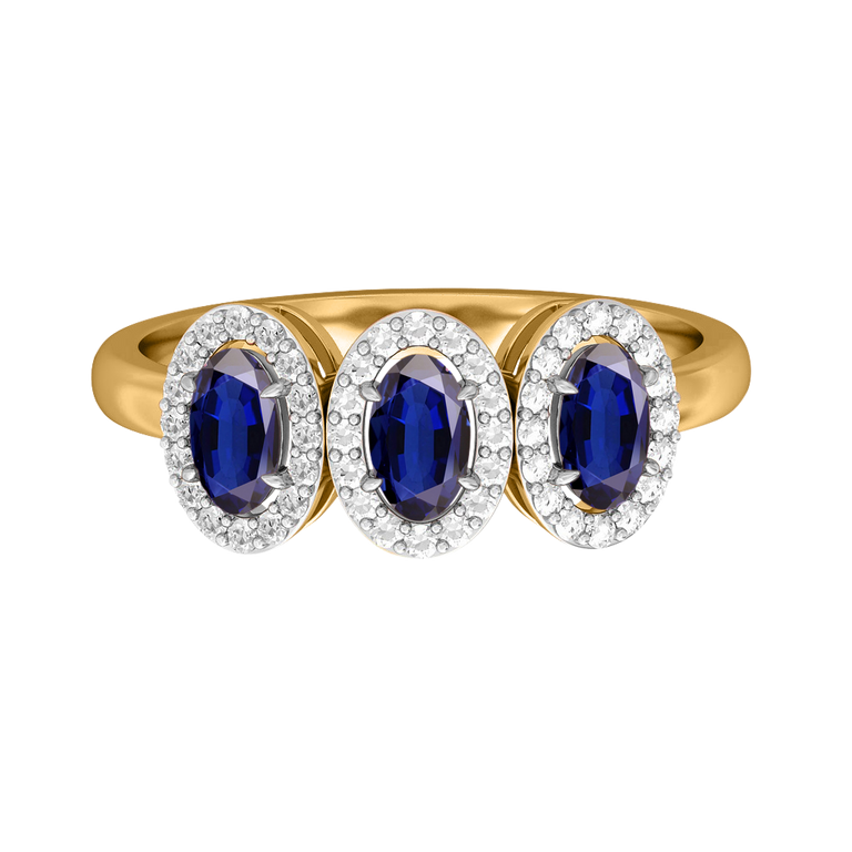 Garland Oval Blue Sapphire 18K Yellow Gold Ring