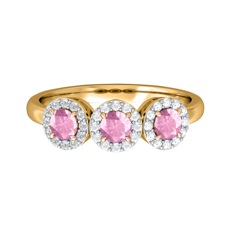 Garland Round Pink Sapphire 18K Yellow Gold Ring