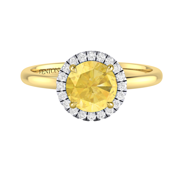 Halo Round Yellow Sapphire 18K Yellow Gold Ring