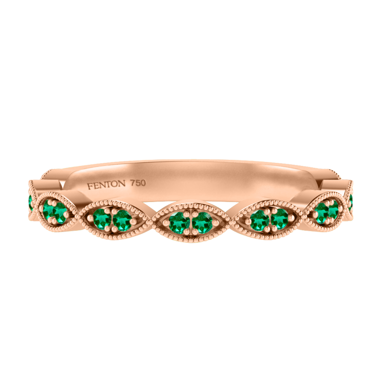 The Laurel, Emerald, 18K Rose Gold Ring