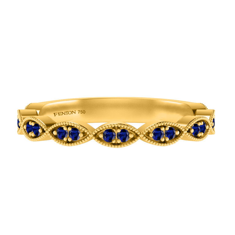 The Laurel, Blue Sapphire, 18K Yellow Gold Ring