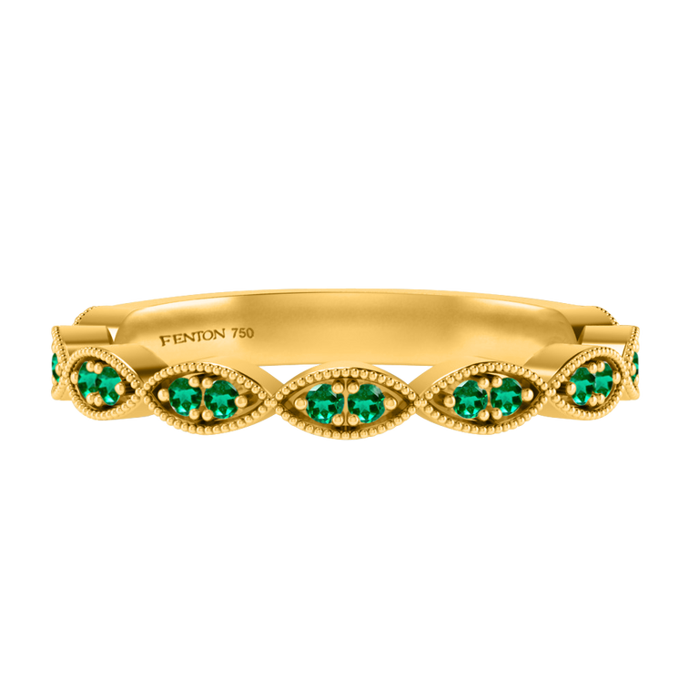 The Laurel, Emerald, 18K Yellow Gold Ring