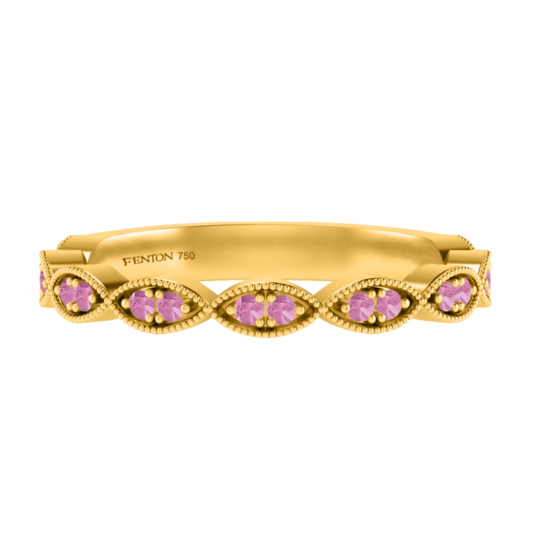The Laurel, Pink Sapphire, 18K Yellow Gold Ring