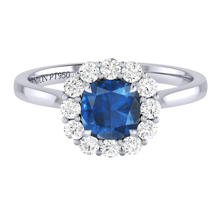 Mayfair Cushion Blue Sapphire Platinum Ring