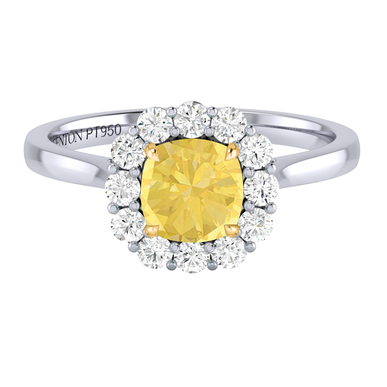 Mayfair Cushion Yellow Sapphire Platinum Ring