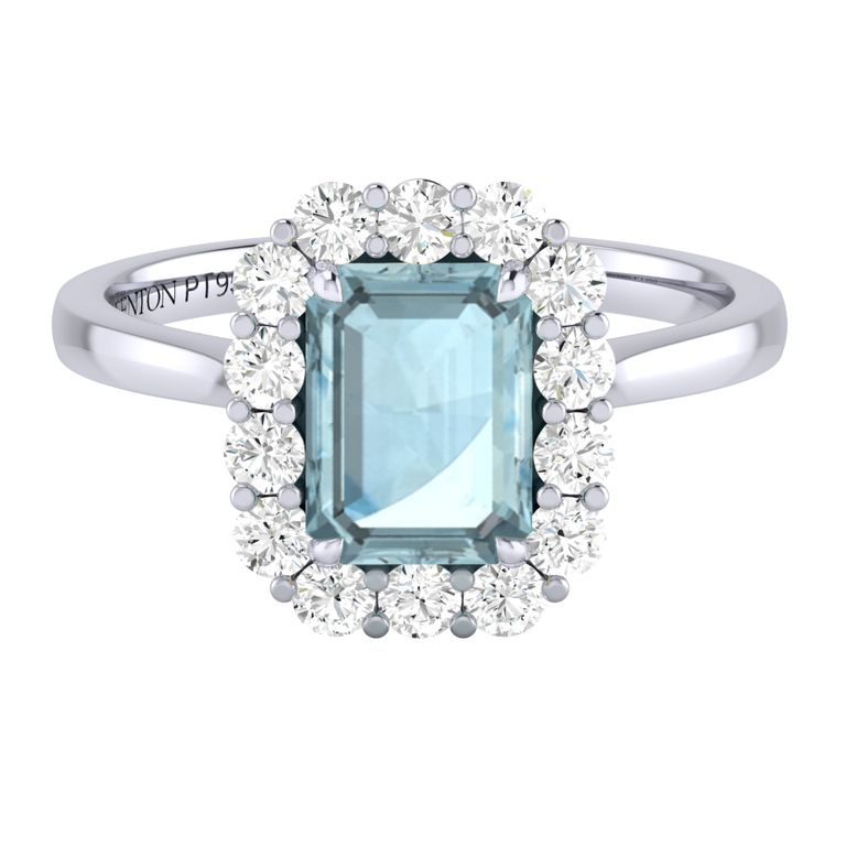 Mayfair Emerald Aquamarine Platinum Ring