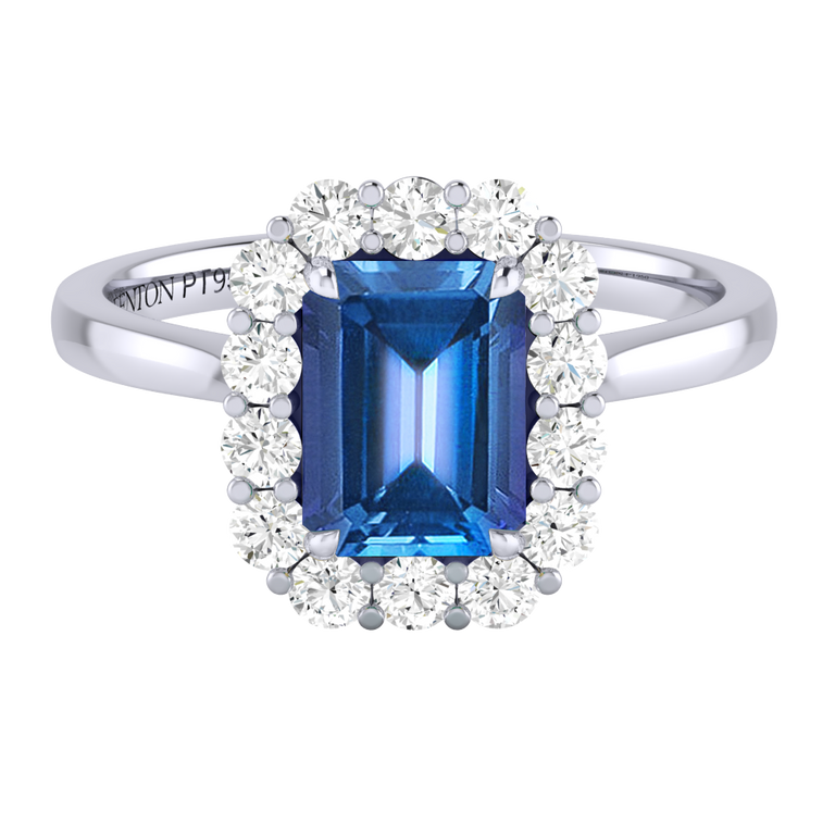 Mayfair Emerald Blue Sapphire Platinum Ring