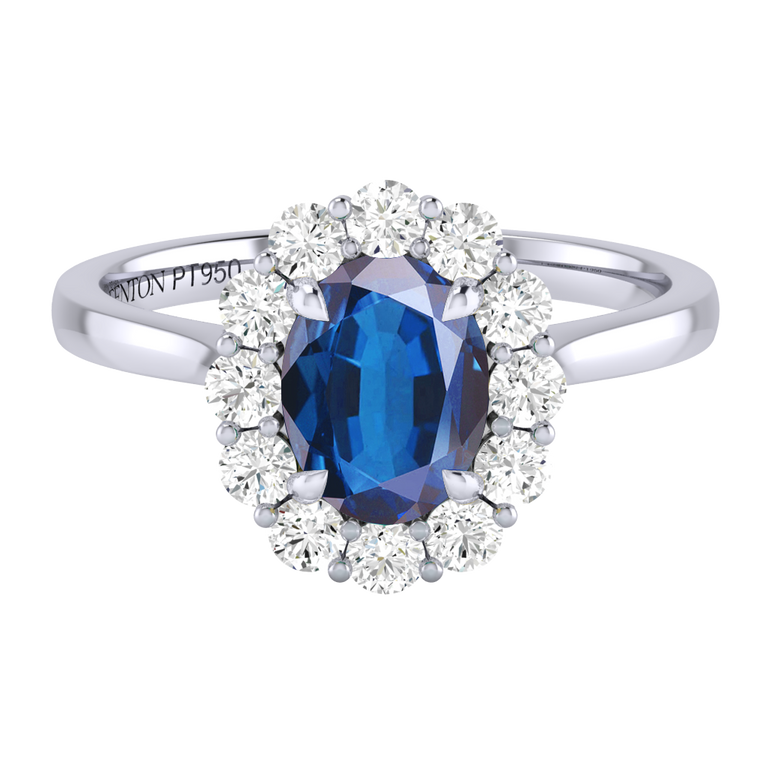 Mayfair Oval Blue Sapphire Platinum Ring