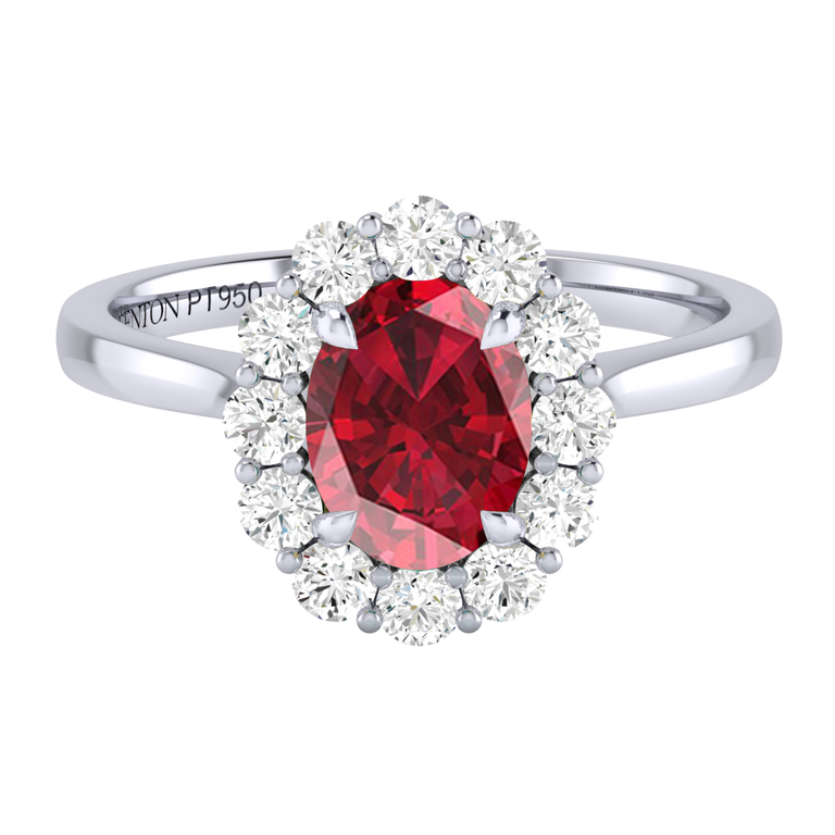 Mayfair Oval Ruby Platinum Ring