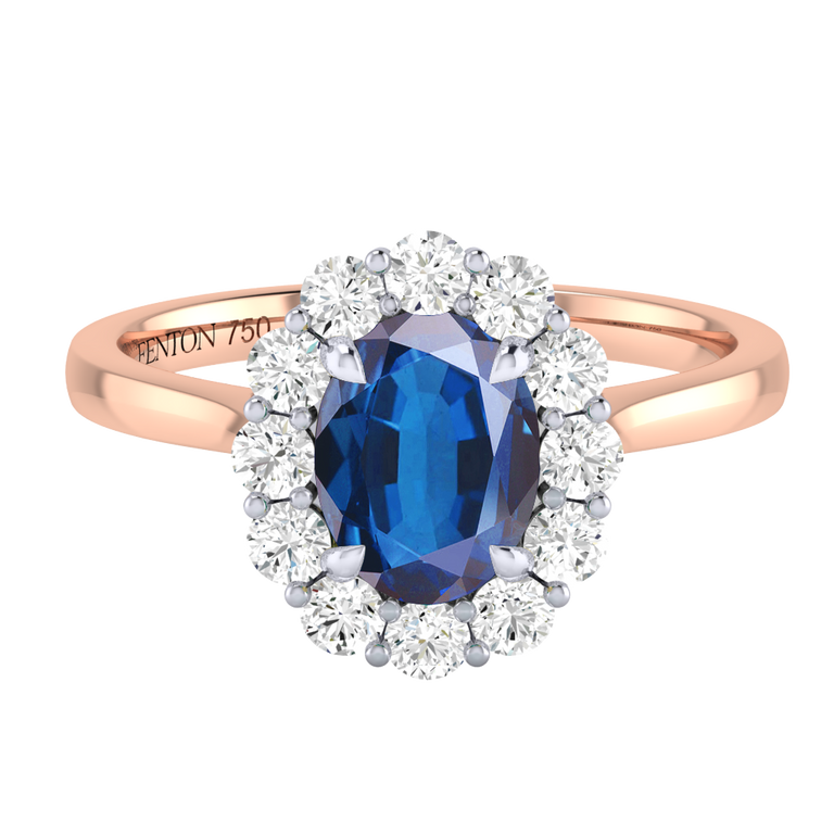 Mayfair Oval Blue Sapphire 18K Rose Gold Ring