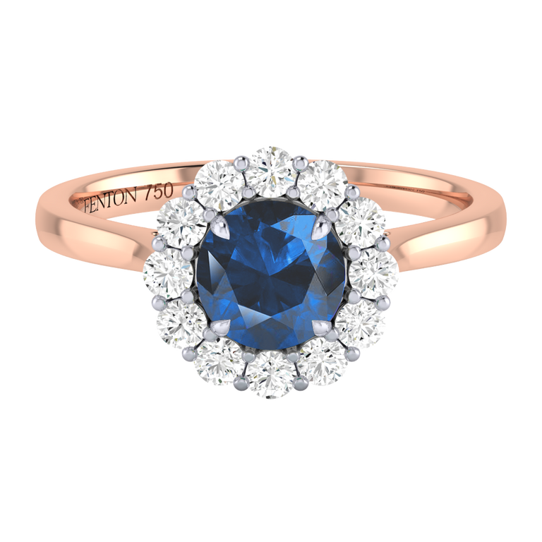 Mayfair Round Blue Sapphire 18K Rose Gold Ring