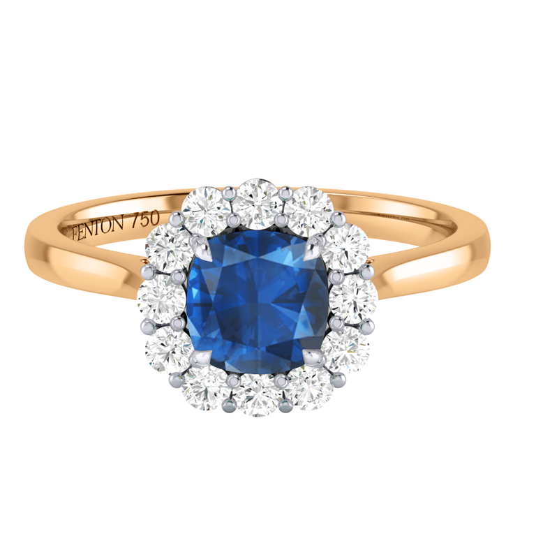 Mayfair Cushion Blue Sapphire 18K Yellow Gold Ring