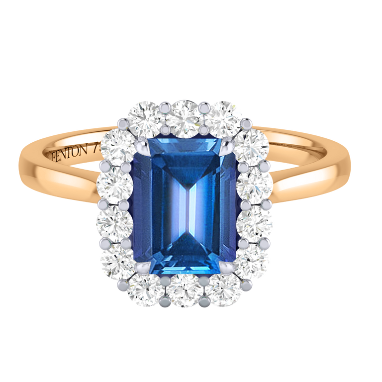 Mayfair Emerald Blue Sapphire 18K Yellow Gold Ring
