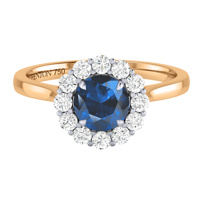 Mayfair Round Blue Sapphire 18K Yellow Gold Ring