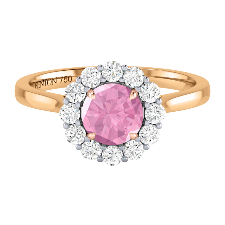 Mayfair Round Pink Sapphire 18K Yellow Gold Ring