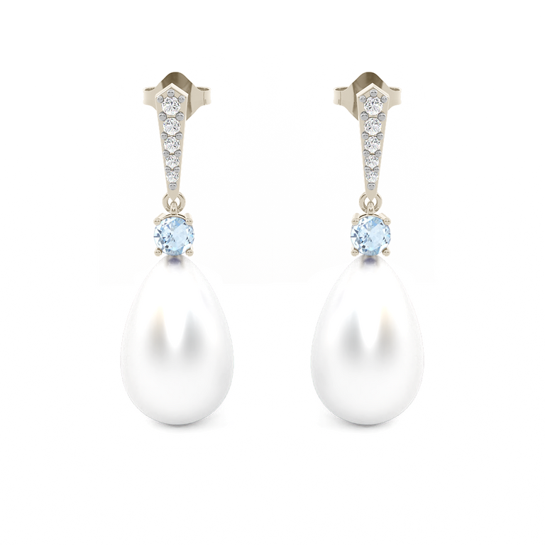 Classic Pearl and Aquamarine Drops