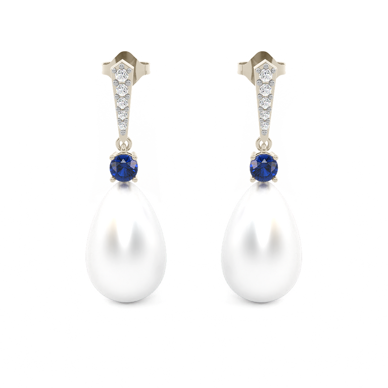 Classic Pearl and Blue Sapphire Drops