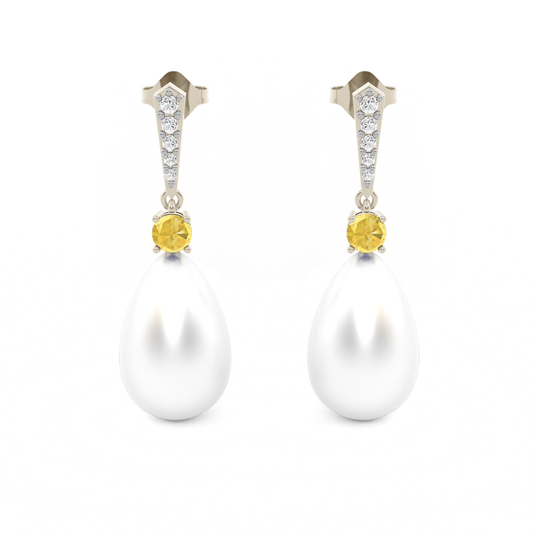Classic Pearl and Yellow Sapphire Drops