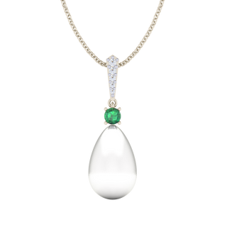 Classic Pearl and Emerald Drop Necklace