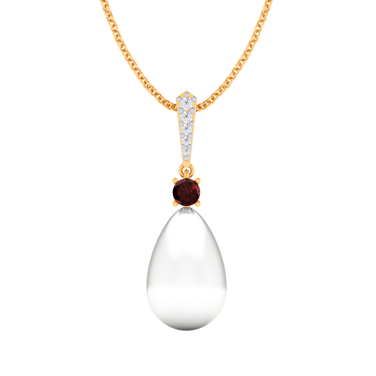 Classic Pearl and Garnet Drop Necklace