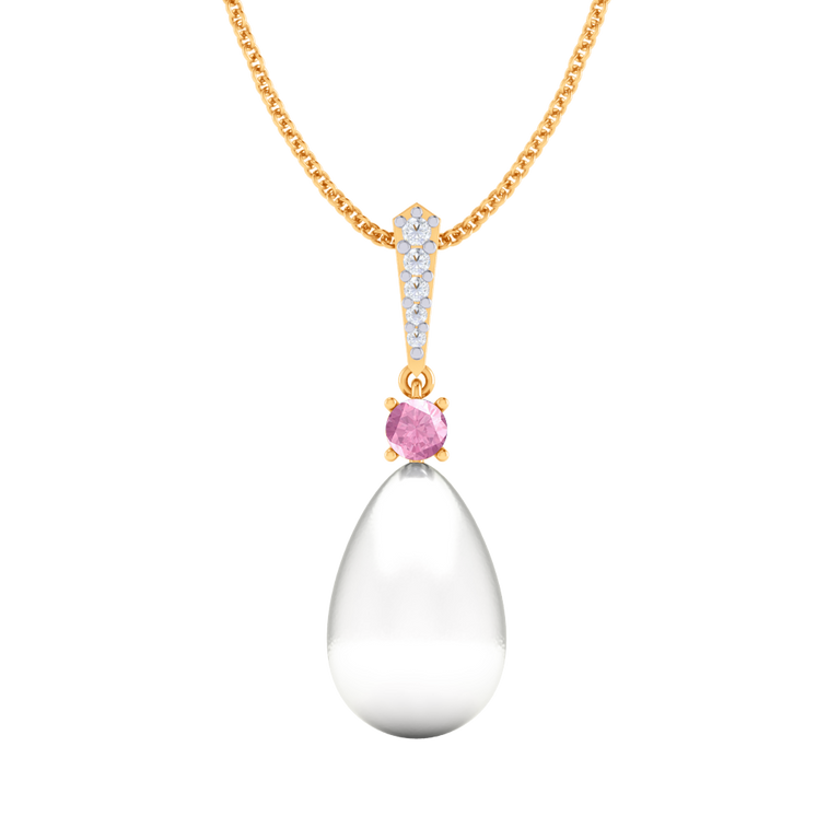 Classic Pearl and Pink Sapphire Drop Necklace