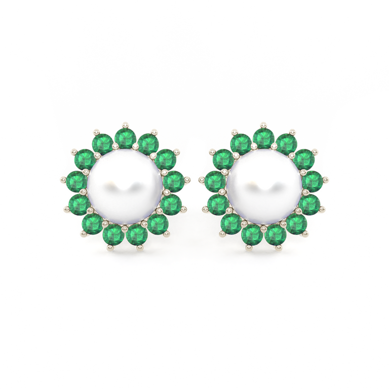 Classic Pearl and Emerald Studs