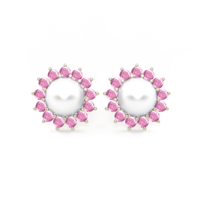 Classic Pearl and Pink Sapphire Studs