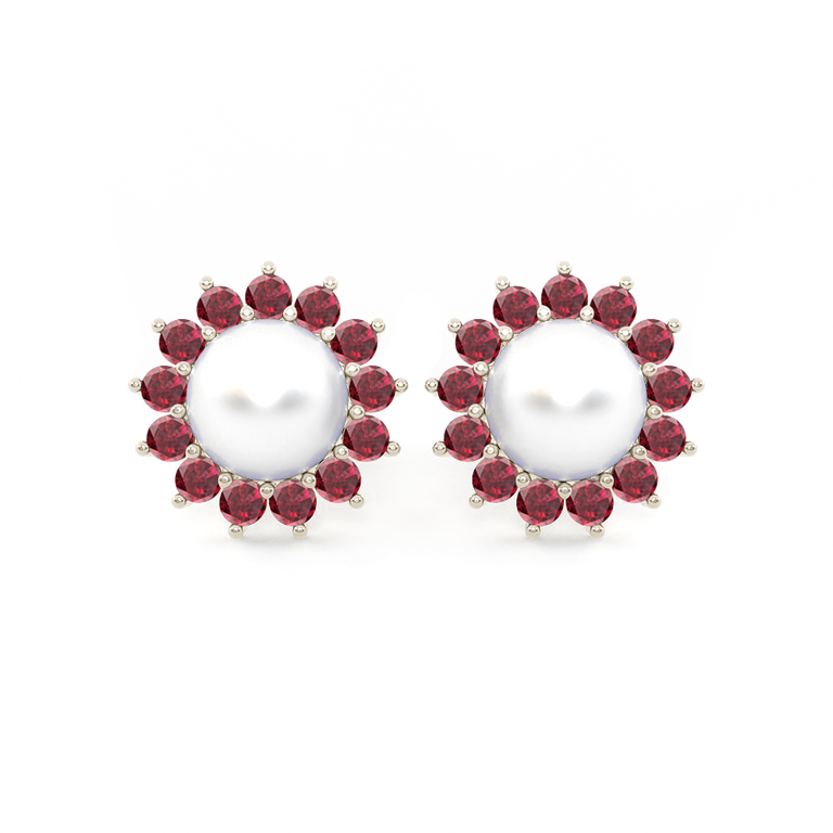 Classic Pearl and Ruby Studs