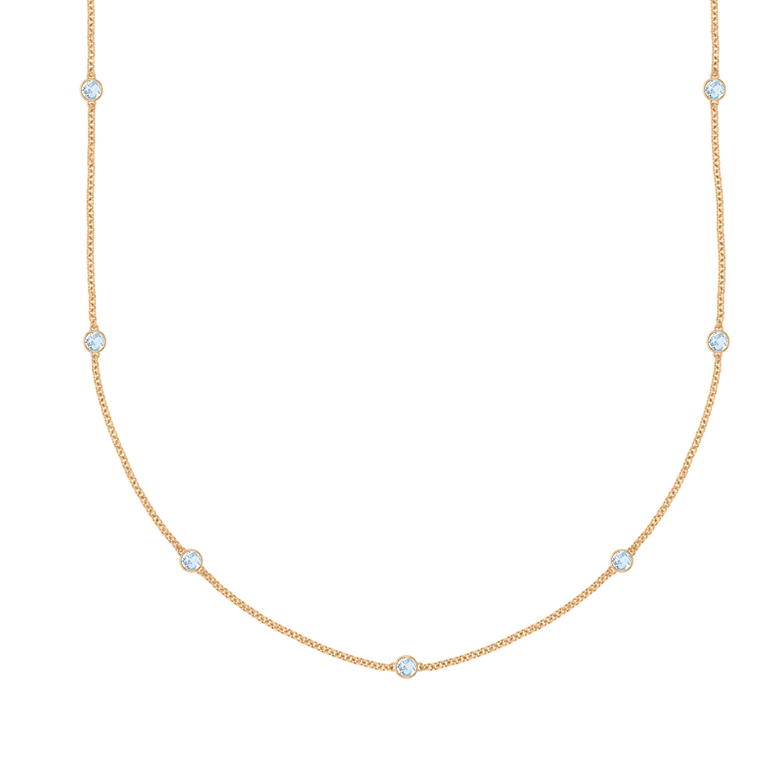 Seven Stone Bezel Aquamarine Necklace