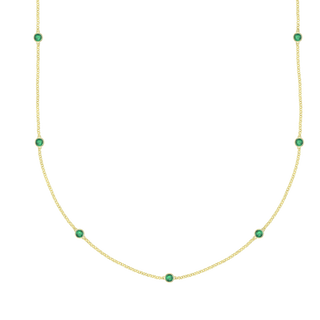 Seven Stone Bezel Emerald Necklace