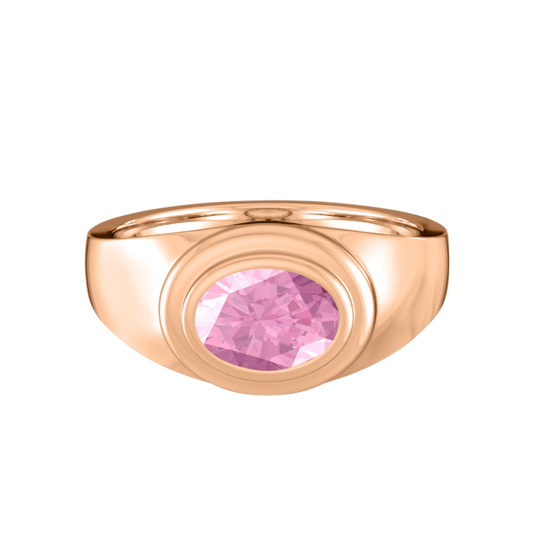 Signet Oval Pink Sapphire 18K Rose Gold Ring