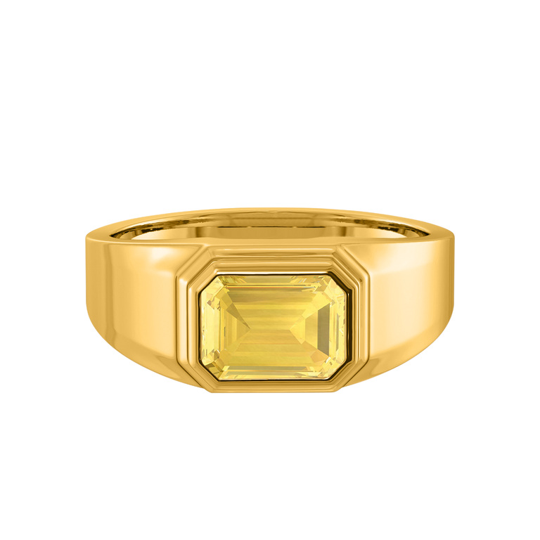 Signet Emerald Yellow Sapphire 18K Yellow Gold Ring