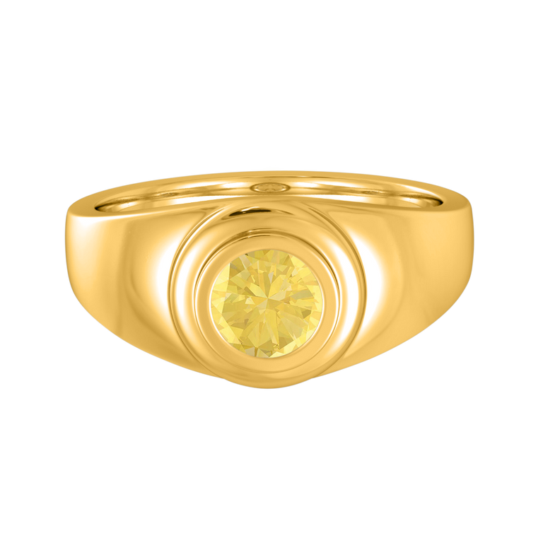 Signet Round Yellow Sapphire 18K Yellow Gold Ring