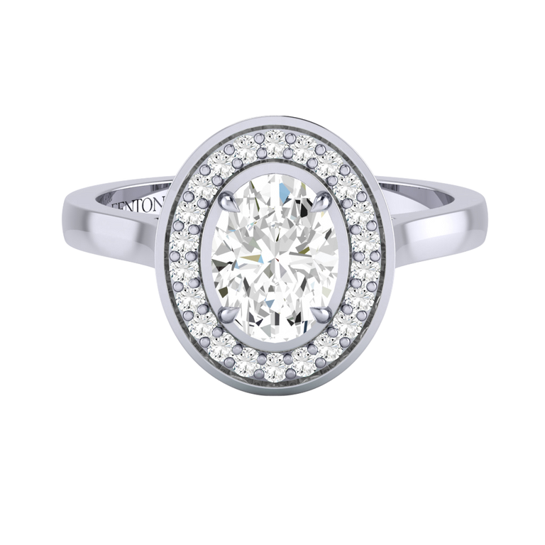 Solar Diamond Deco Oval Cut Diamond Platinum Ring