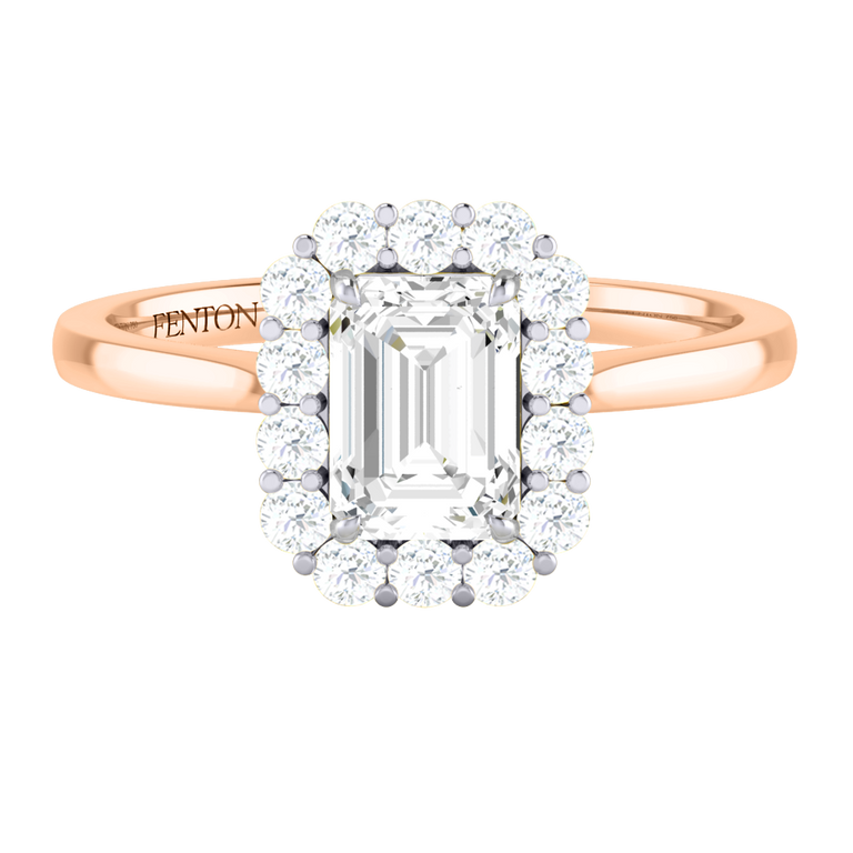 Solar Diamond Mayfair Emerald Cut Diamond 18k Rose Gold Ring
