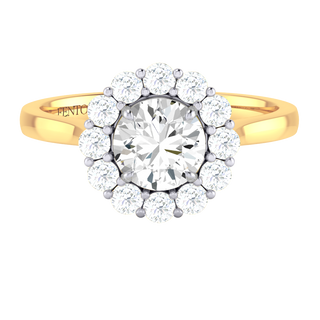 Solar Diamond Mayfair Round Cut Diamond 18k Yellow Gold Ring