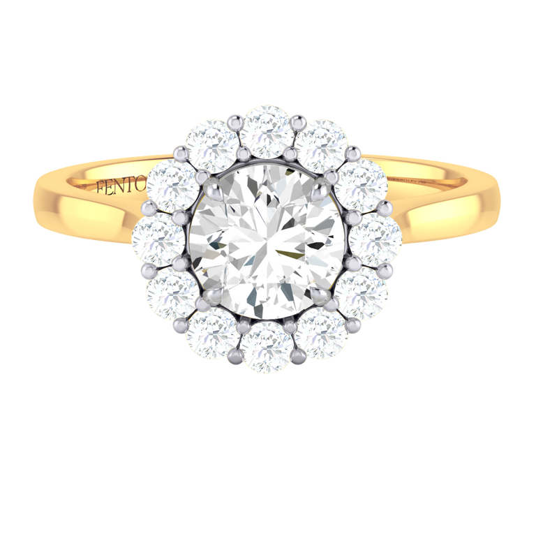 Solar Diamond Mayfair Round Cut Diamond 18k Yellow Gold Ring