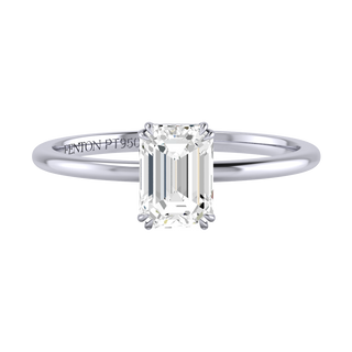 Solar Diamond Solitaire Emerald Cut Platinum Ring