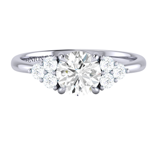 Solar Diamond Trefoil Round Cut Diamond Platinum Ring