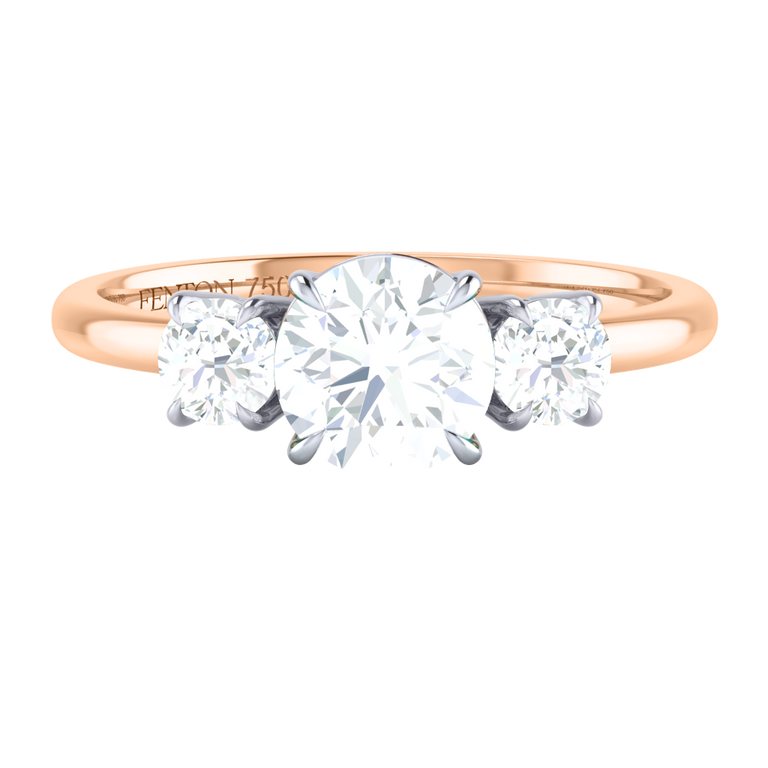 Solar Diamond Trilogy Round Cut Diamond 18k Rose Gold Ring
