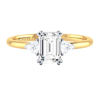 Solar Diamond Trilogy Emerald Cut Diamond 18k Yellow Gold Ring