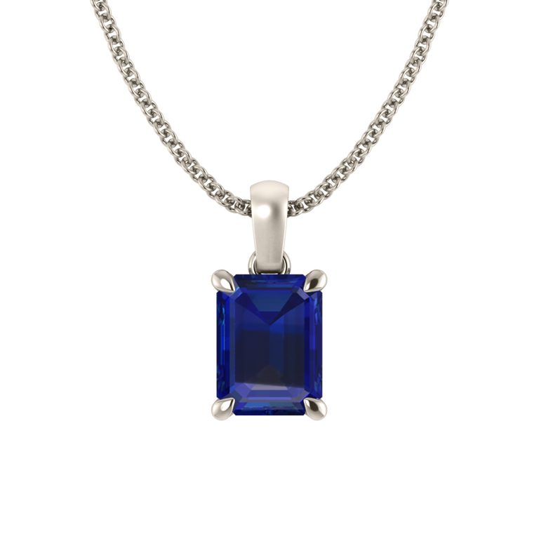 Solitaire Blue Sapphire Pendant Necklace