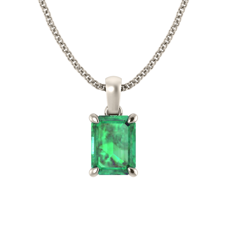 Solitaire Emerald Pendant Necklace