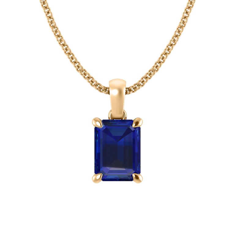 Solitaire Blue Sapphire Pendant Necklace