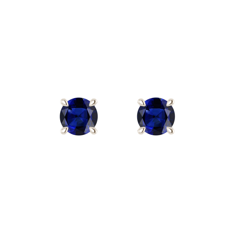 Solitaire Stud Blue Sapphire Earrings