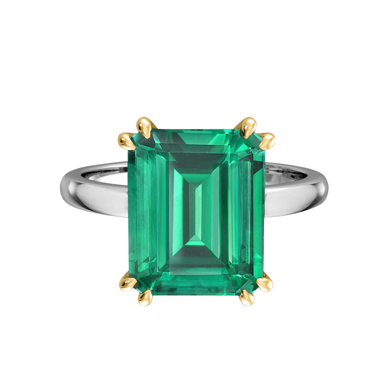 Solitaire Emerald Emerald Platinum Ring