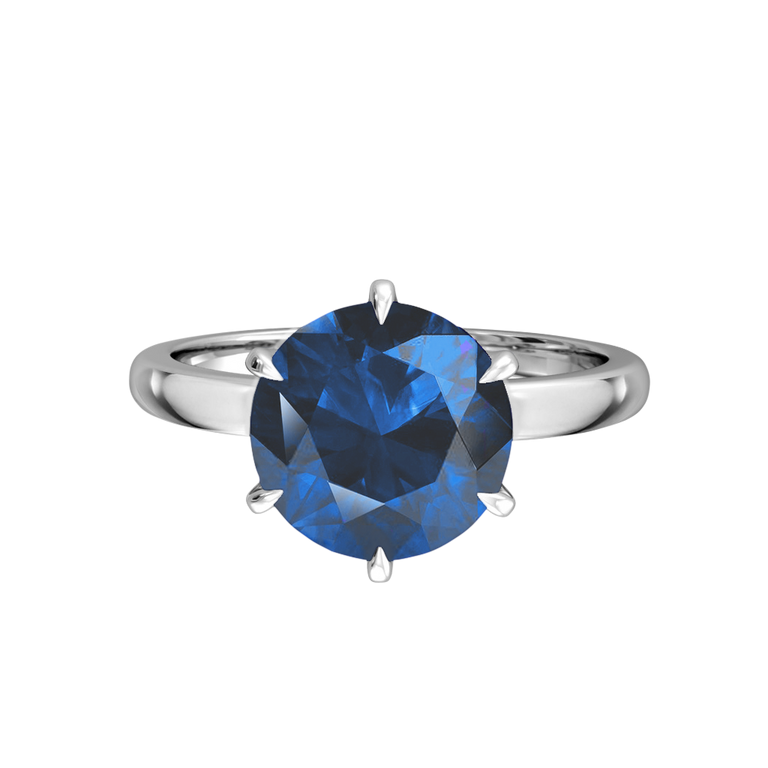 Solitaire Round Blue Sapphire Platinum Ring