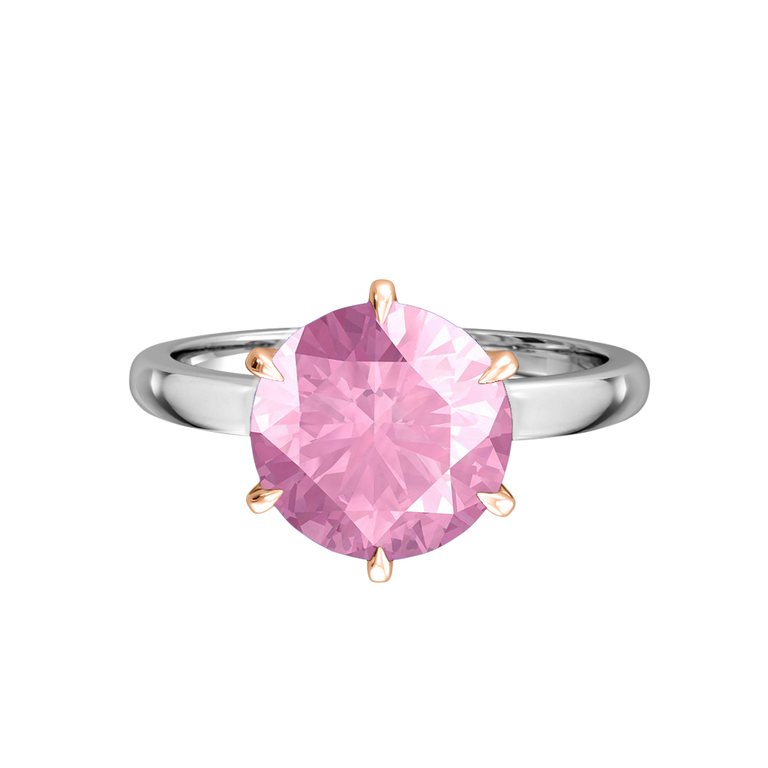 Solitaire Round Pink Sapphire Platinum Ring